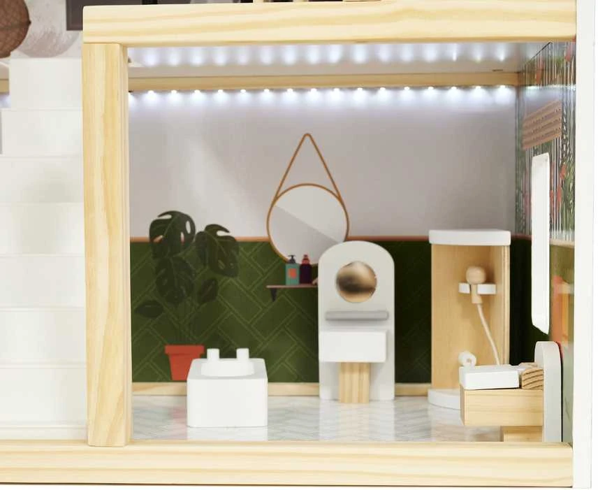 KIK LULILO medinis lėlių namelis FLORO boho LED