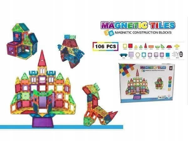 Magnetinis konstruktorius MalPlay, 106 detalės