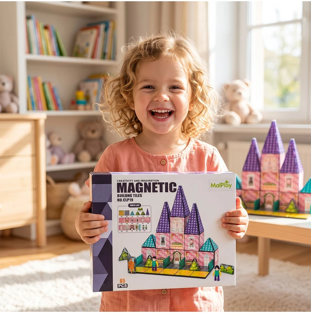 Malplay 3D Magnetinis konstruktorius 65 dalys, Pilis su 2 figūrėlėmis