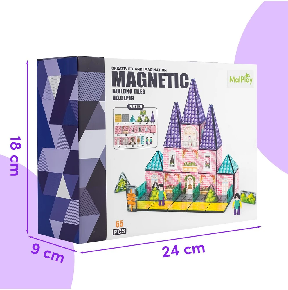 Malplay 3D Magnetinis konstruktorius 65 dalys, Pilis su 2 figūrėlėmis