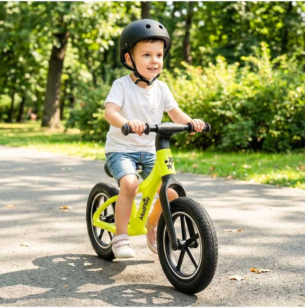 Malplay Balansinis dviratis vaikams nuo 2 metų, 12 colių, PU ratai, lengvi, 3,4kg, „Nylu Lemon“