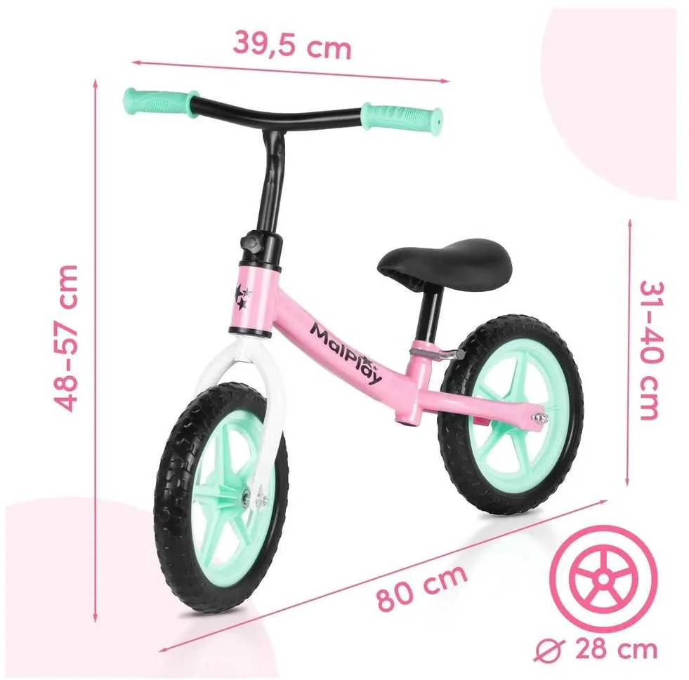 Malplay Balansinis dviratukas vaikams nuo 2 metų FLIKO, putplasčio ratukai 12", lengvas 1,8kg