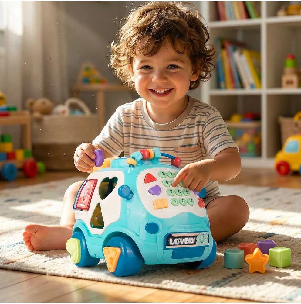 Malplay Daugiafunkcis muzikinis žaislas- rūšiuoklis automobilis.