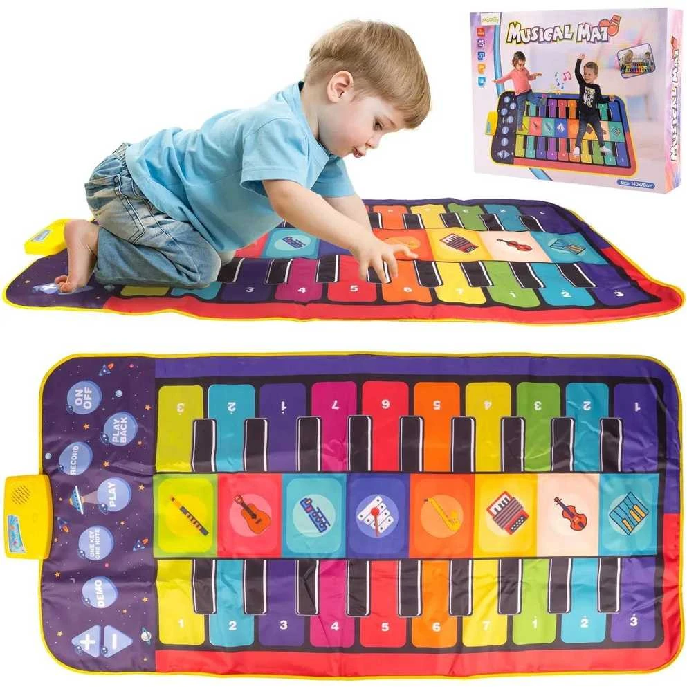 Malplay Didelis interaktyvus muzikinis kilimėlis šokiams, 140 × 70 cm