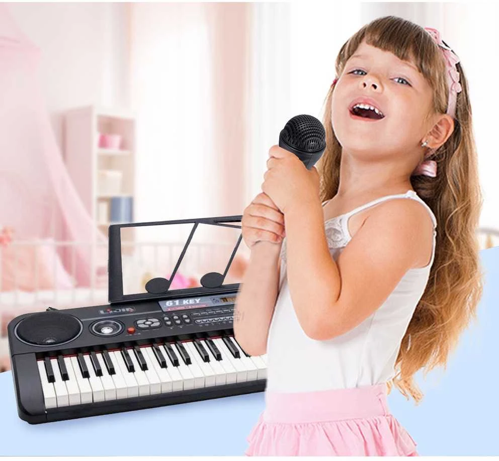Malplay Didelis vaikiškas pianinas su mikrofonu, 61 klavišas