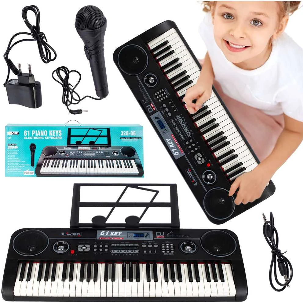 Malplay Didelis vaikiškas pianinas su mikrofonu, 61 klavišas