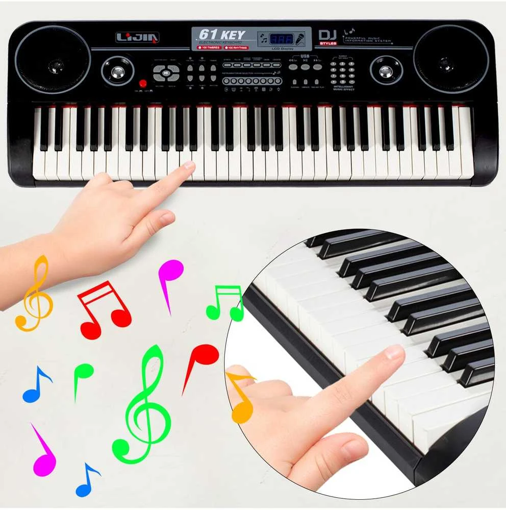 Malplay Didelis vaikiškas pianinas su mikrofonu, 61 klavišas