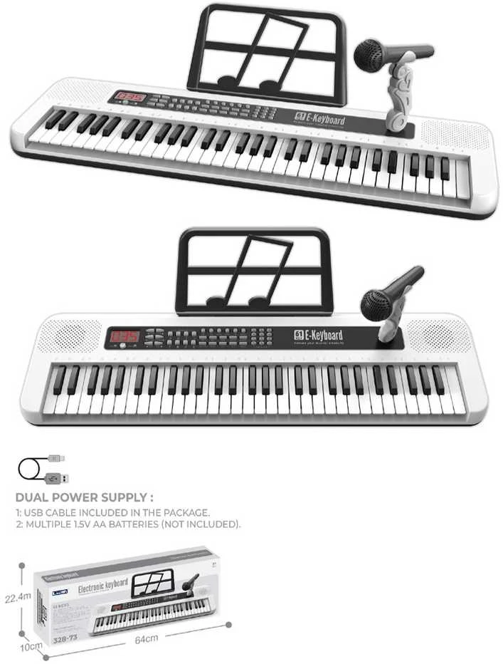 Malplay Didelis vaikiškas pianinas su mikrofonu, 61 klavišas