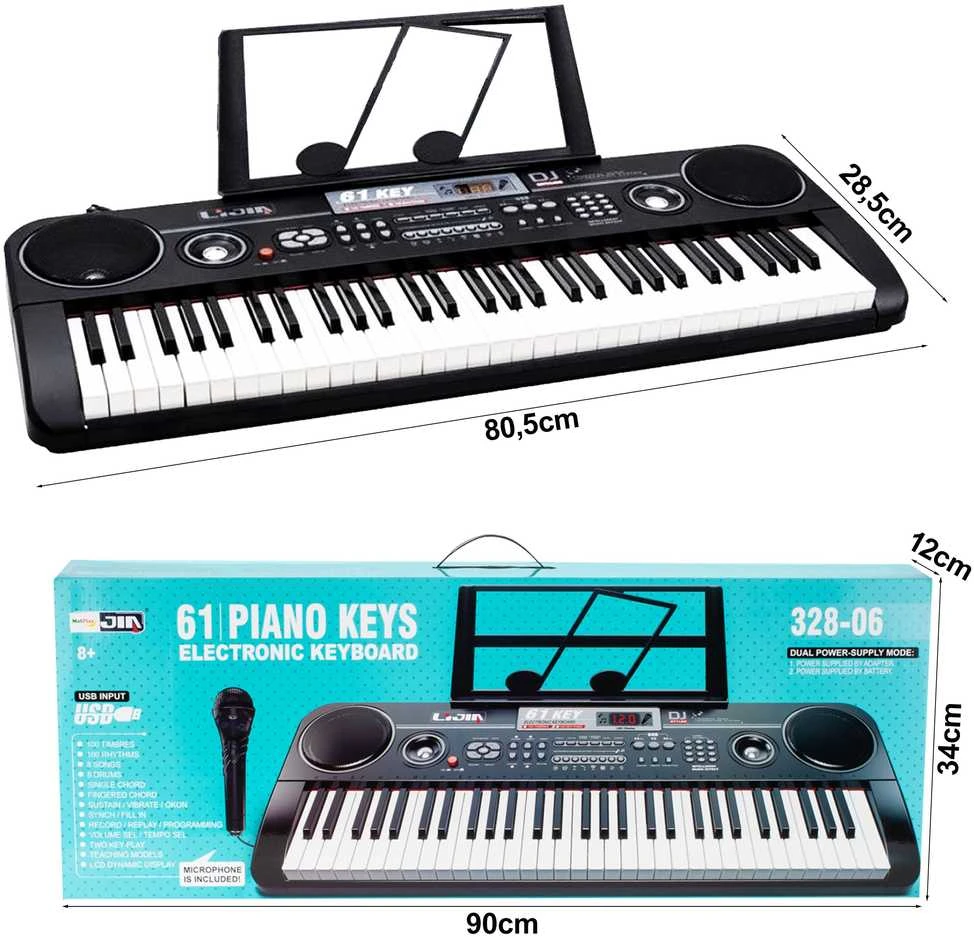 Malplay Didelis vaikiškas pianinas su mikrofonu, 61 klavišas