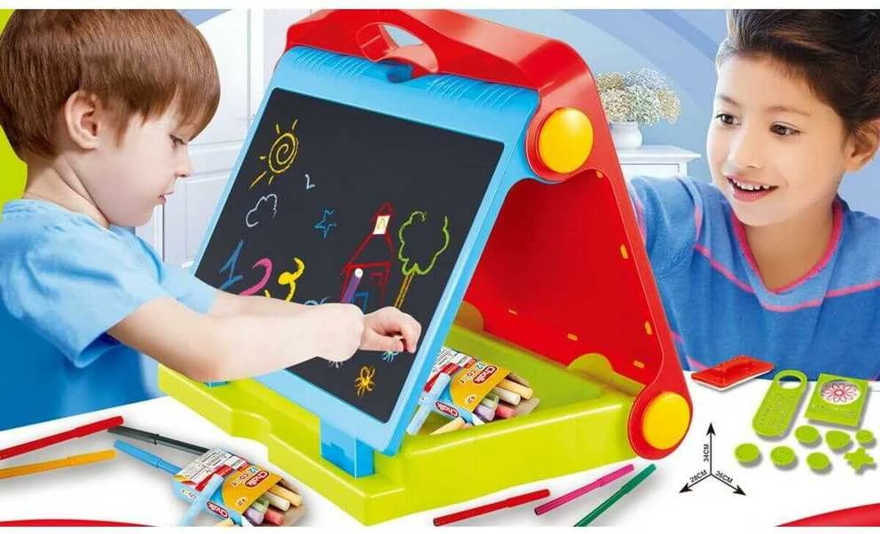 Malplay Dviguba piešimo lenta 2in1 sausas trynimas + kreida