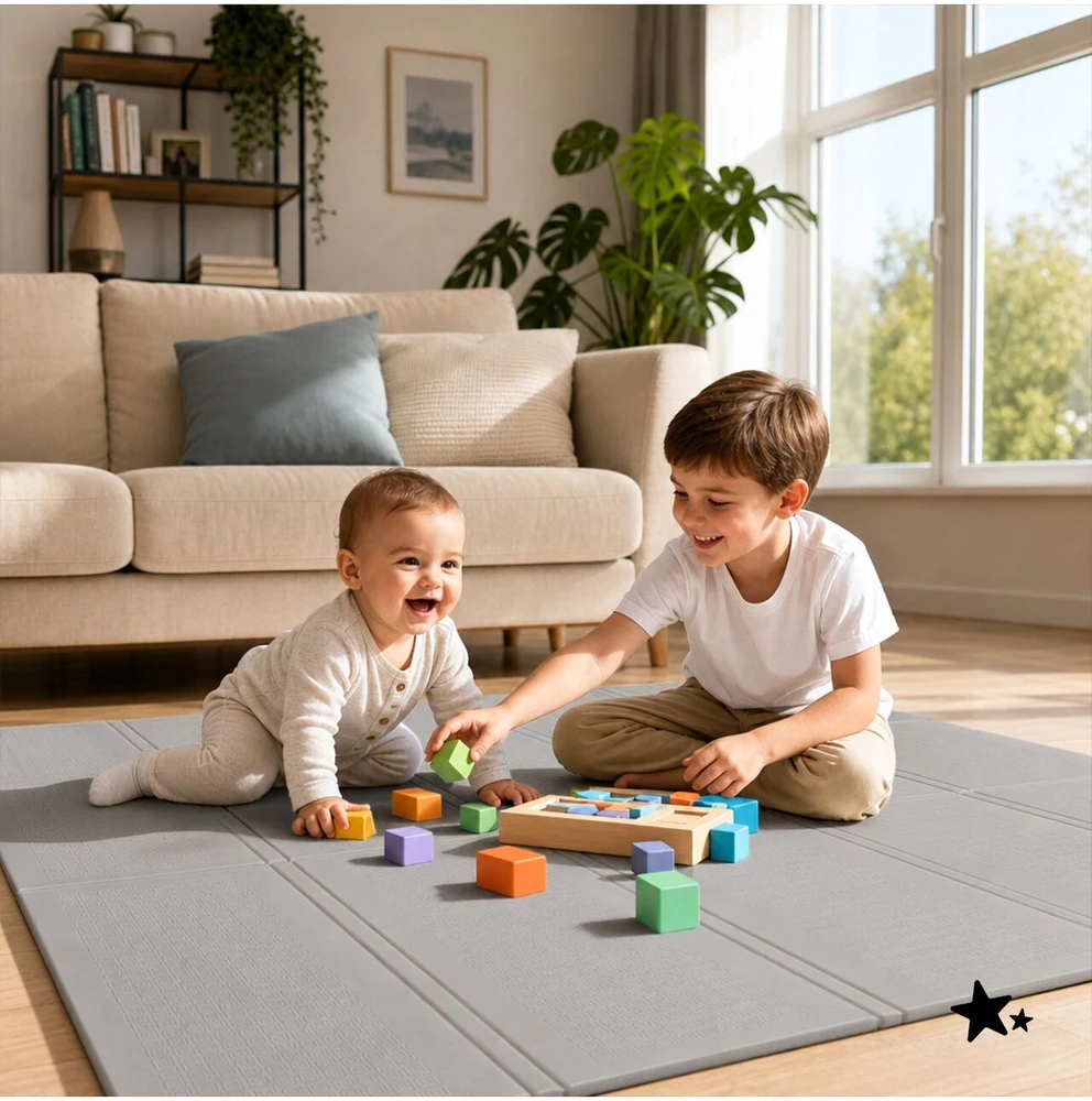 Malplay Edukacinis putplasčio kilimėlis, sulankstomas, dvipusis, 120x120, XPE putplastis vaikams, MATIVO