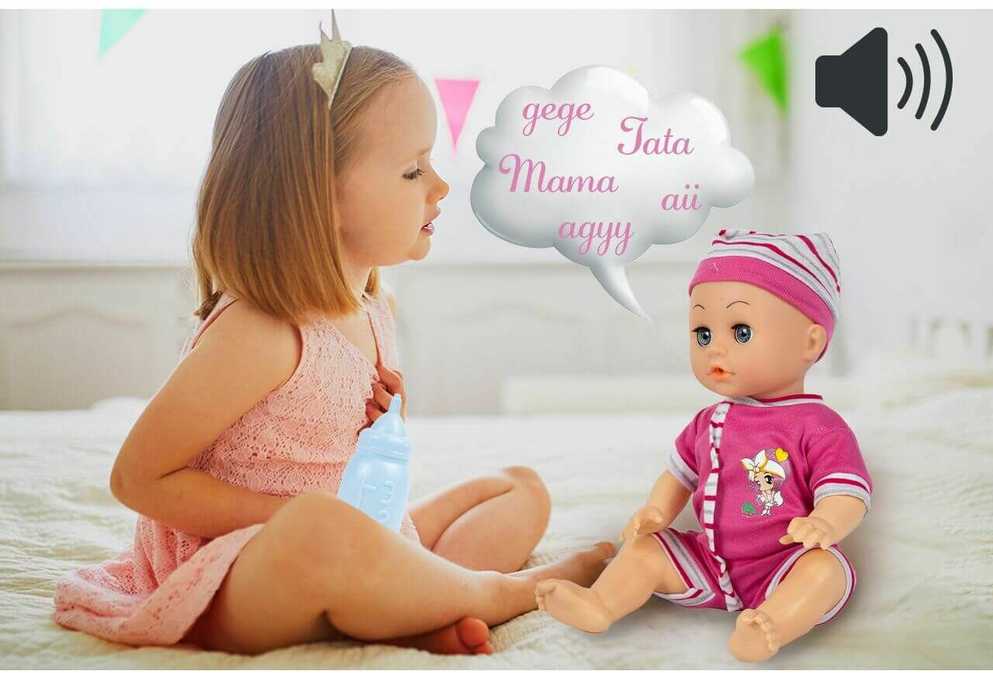 Malplay Interaktyvi lėlė -kūdikis, geria, šlapinasi, 37 cm