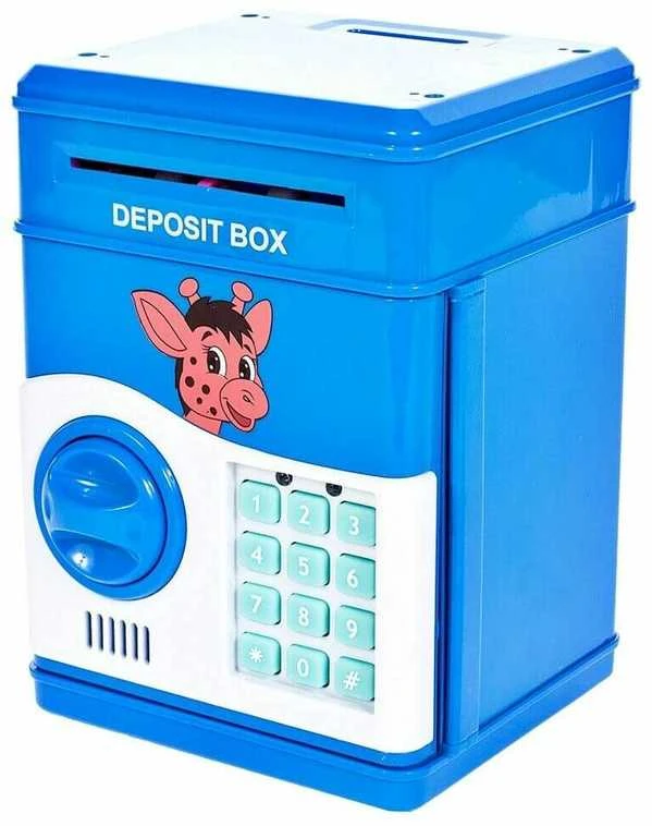 Malplay Taupyklė seifas vaikui elektroninė, garsai, su pin kodu, mėlyna spalva