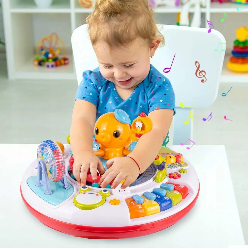 Malplay Interaktyvus lavinamasis muzikinis staliukas su traukinuku Aštuonkojis