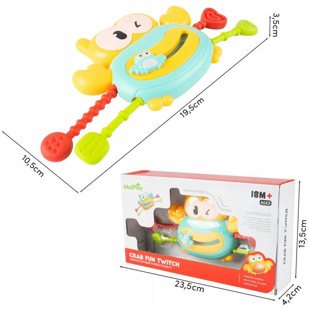 Malplay Interaktyvus Montessori barškutis „Crab Sensory“