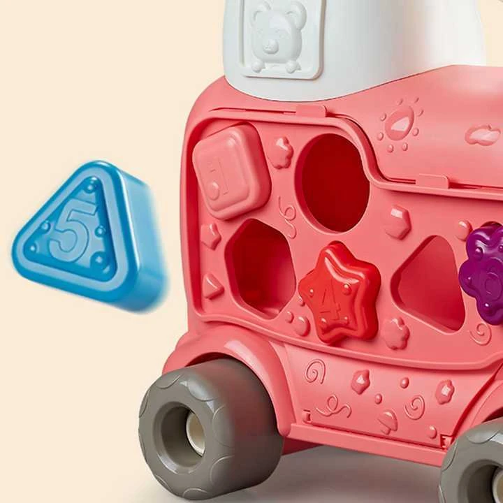 Malplay Interaktyvus paspiriamas traukinukas - stumdukas kūdikiams su dėže žaislams 5in 1