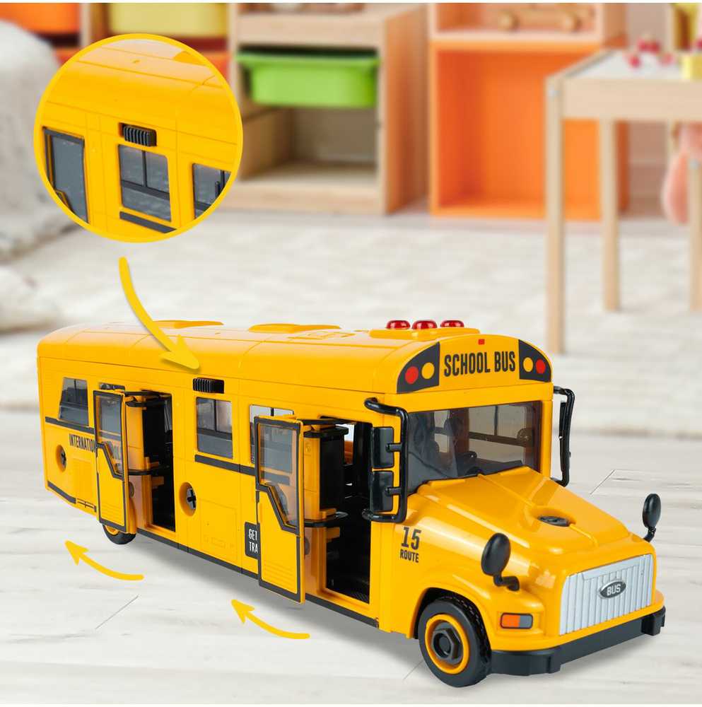 Malplay Konstruktorius- didelis mokyklinis autobusas su šviesa ir garsu, 48 el.