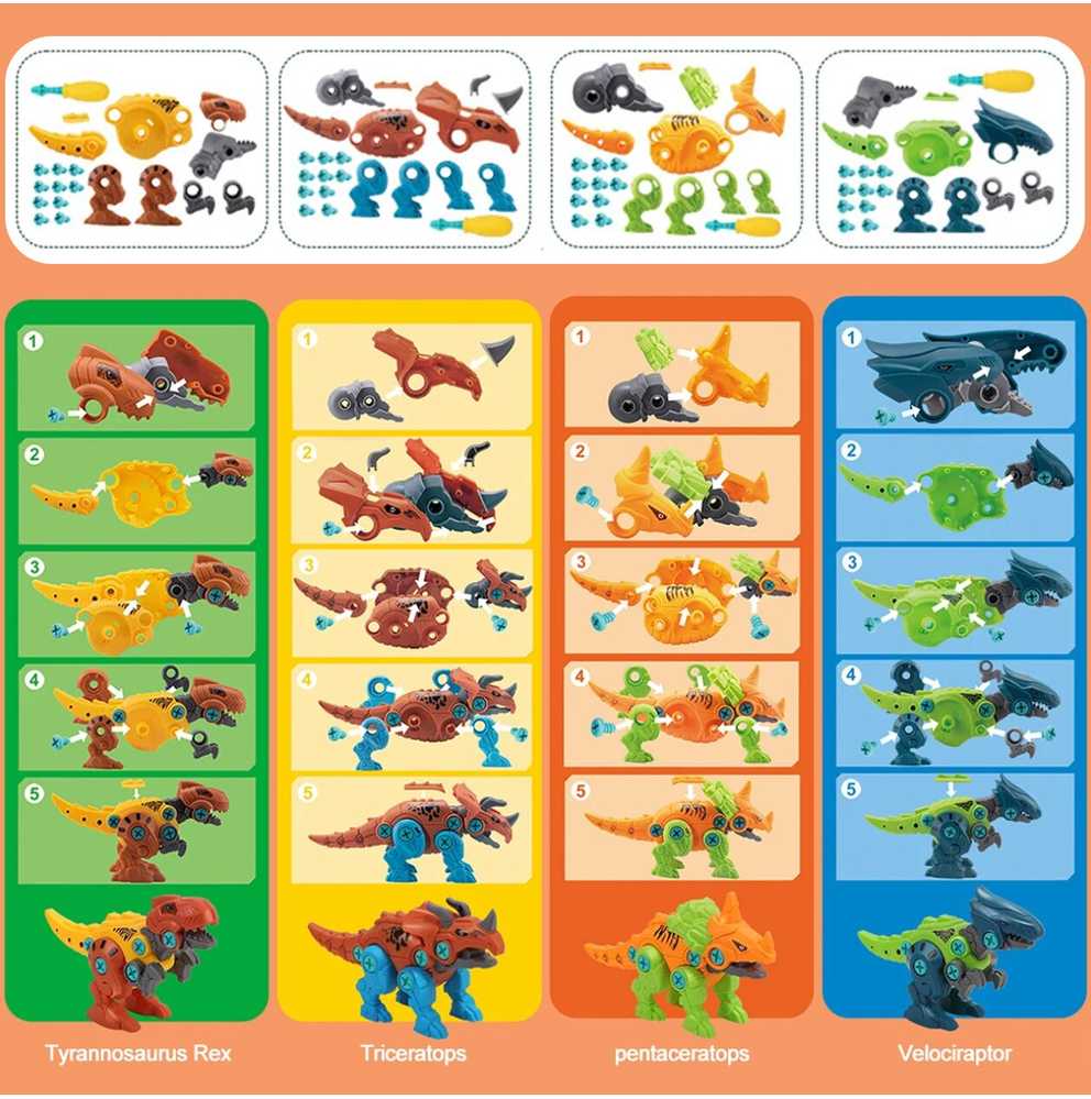 Malplay Konstruktorius Dinozaurai, 4 vnt.