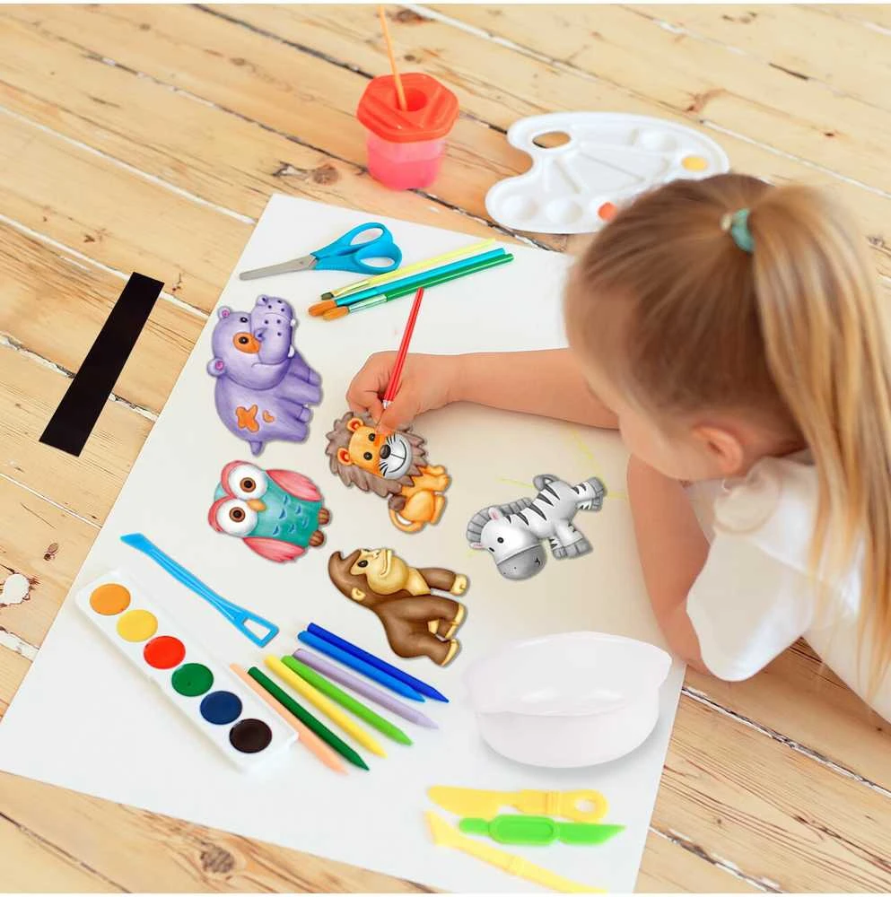Malplay Kūrybinis rinkinys DIY gyvūnėliai iš gipso su akvarele