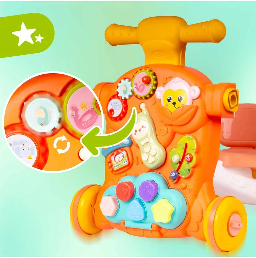 Malplay Oranžinis Daugiafunkcinis stumdukas kūdikiams Montessori 3in1. Oranžinis