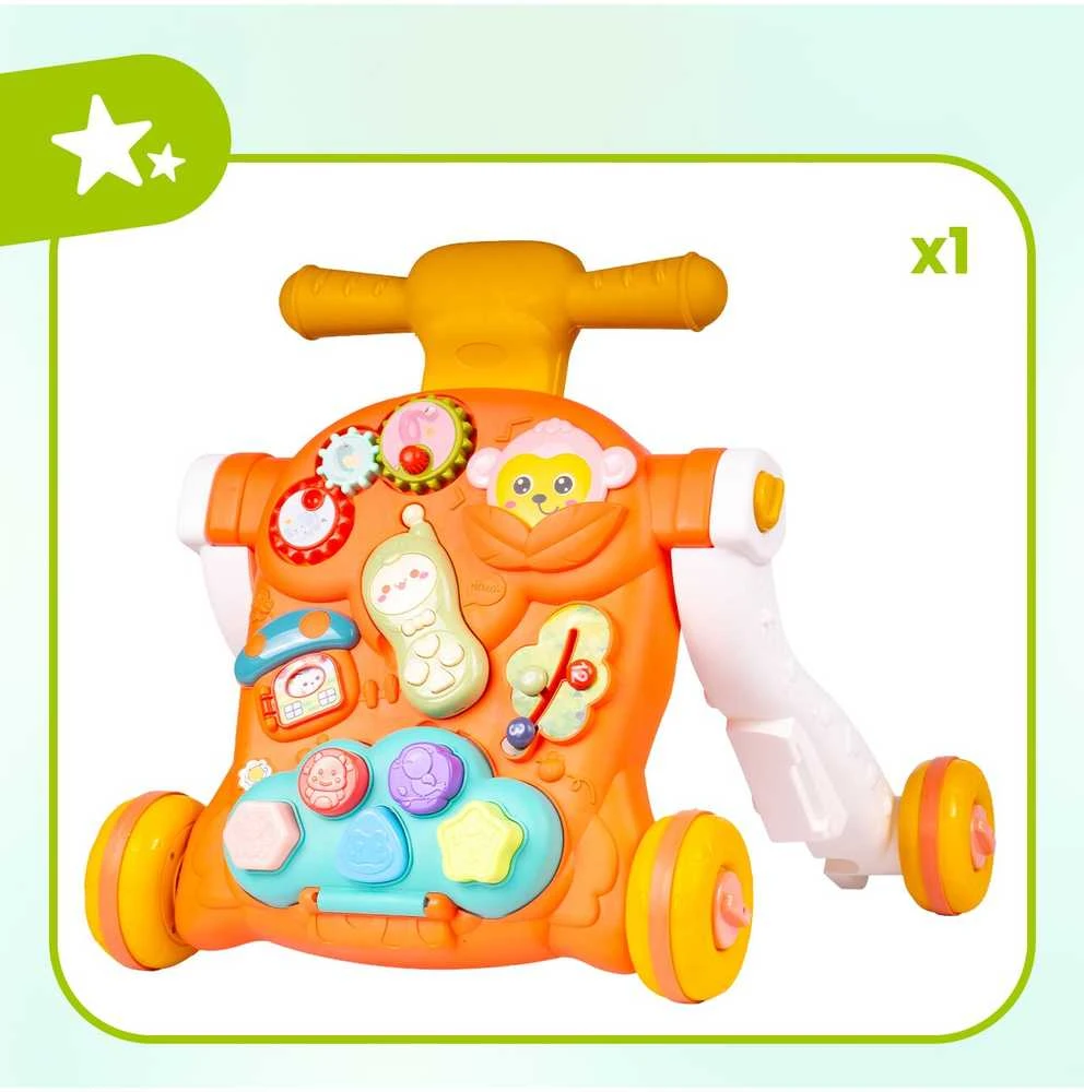 Malplay Oranžinis Daugiafunkcinis stumdukas kūdikiams Montessori 3in1. Oranžinis