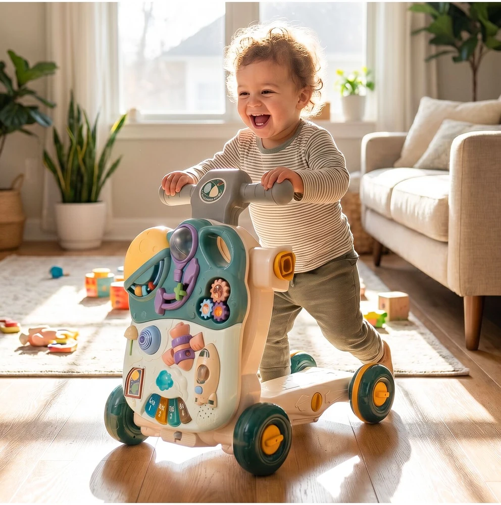 Malplay Lavinamasis stumdukas- staliukas 4in1 Kosmosas kūdikiams