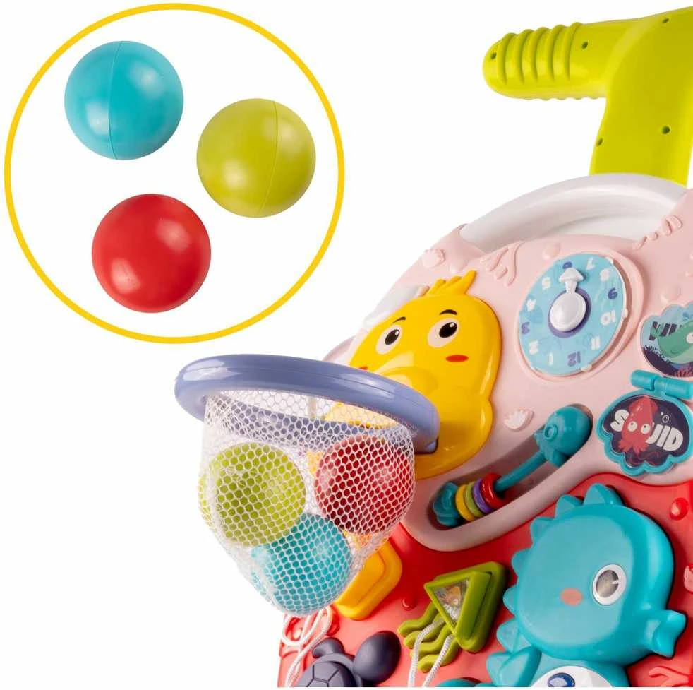 Malplay Lavinamasis stumdukas- staliukas kūdikiams su krepšiniu, 3in 1