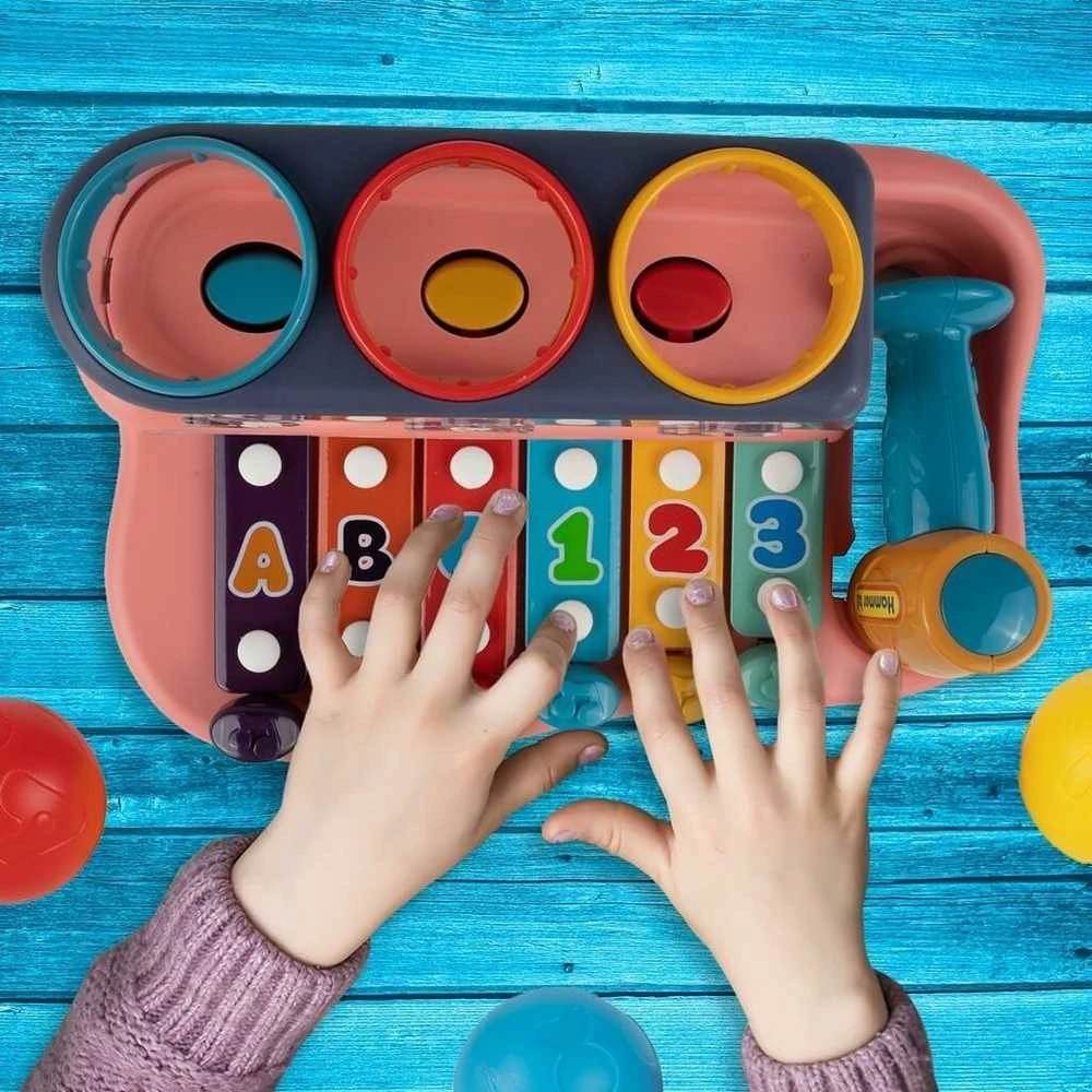 Malplay Lavinamasis žaislas kūdikiams metalofonas 2in1