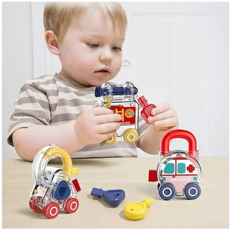 Malplay Lavinamieji Montessori mašinų žaidimai kūdikiams spynos ir raktai
