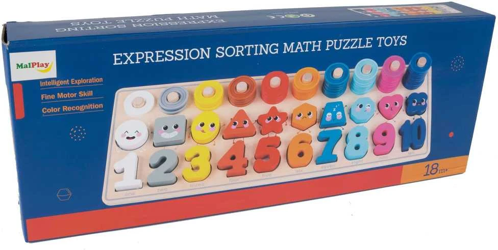 Malplay Lavinamoji Montessori medinė dėlionė, mokanti skaičiuoti 4in1
