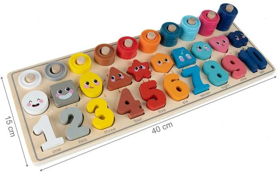 Malplay Lavinamoji Montessori medinė dėlionė, mokanti skaičiuoti 4in1