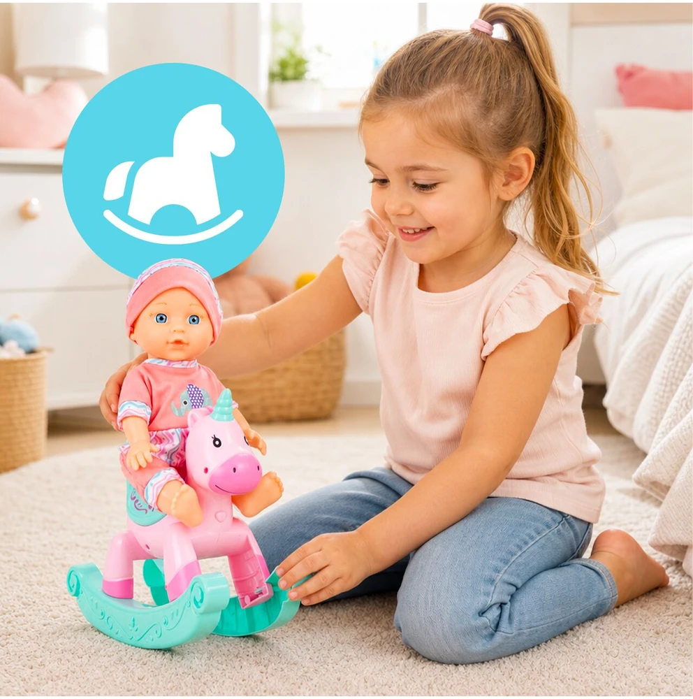 Malplay Lėlė „Baby Sweet Love“ su supamuoju arkliuku