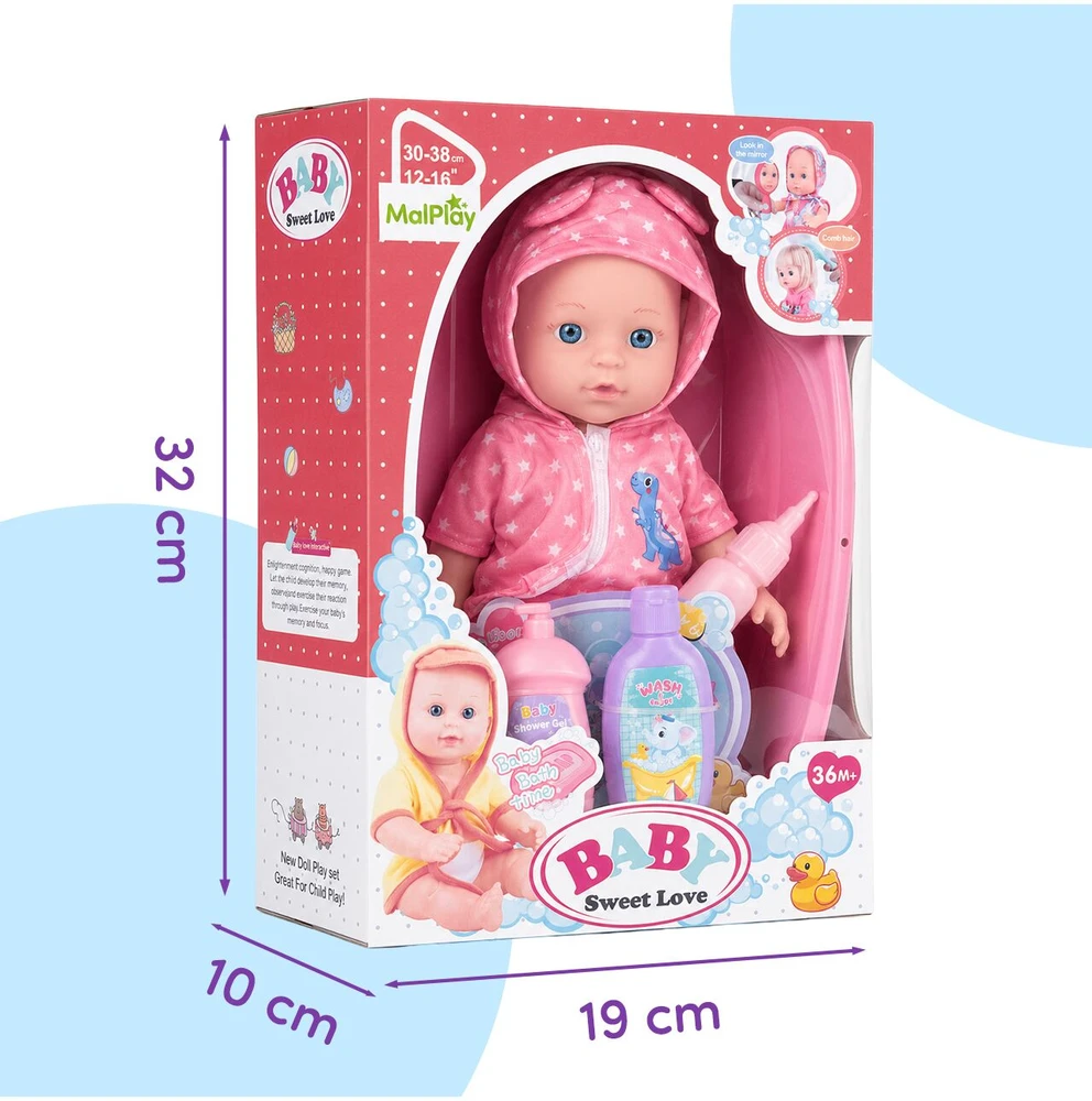 Malplay Lėlė „Baby Sweet Love“ su vonele