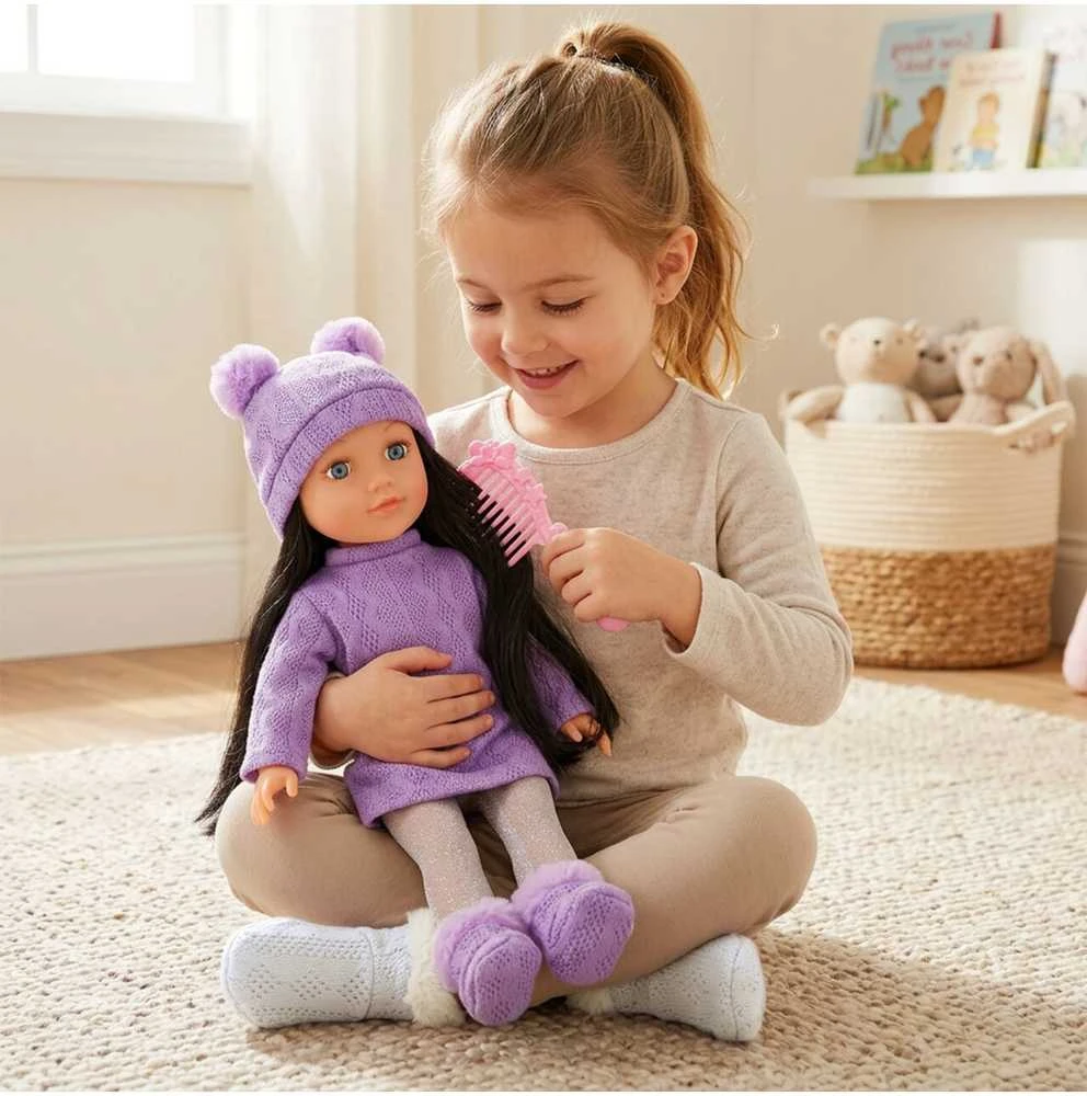 Malplay Lėlė brunetė su priedais šukavimui, 40 cm