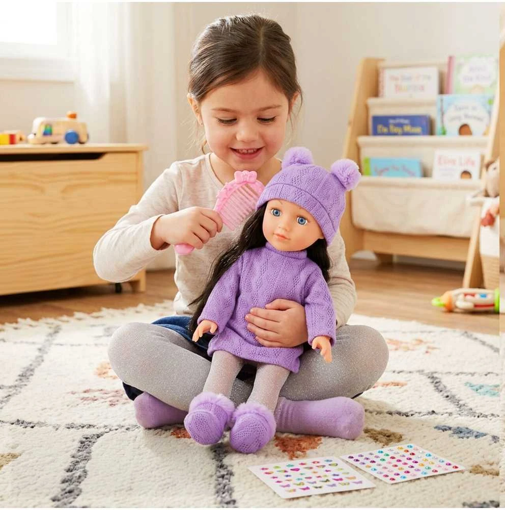 Malplay Lėlė brunetė su priedais šukavimui, 40 cm