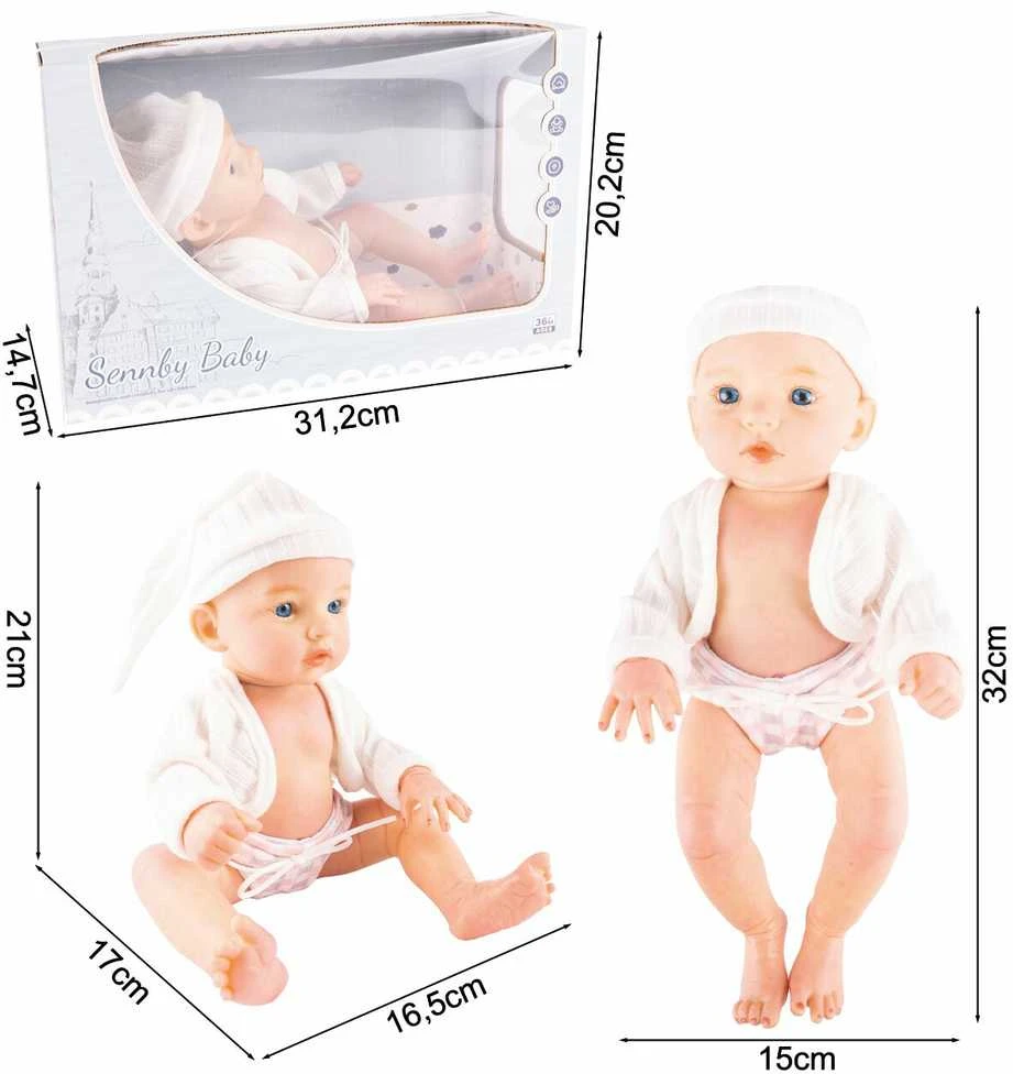 Malplay Lėlė kūdikis skirtas maudynėms su kepurėle Uoga, 32 cm