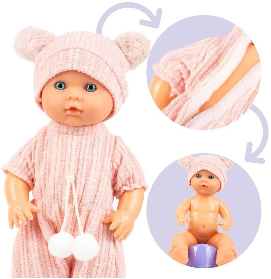 Malplay Lėlė kūdikis su priedais, geria ir šlapinasi, 30 cm