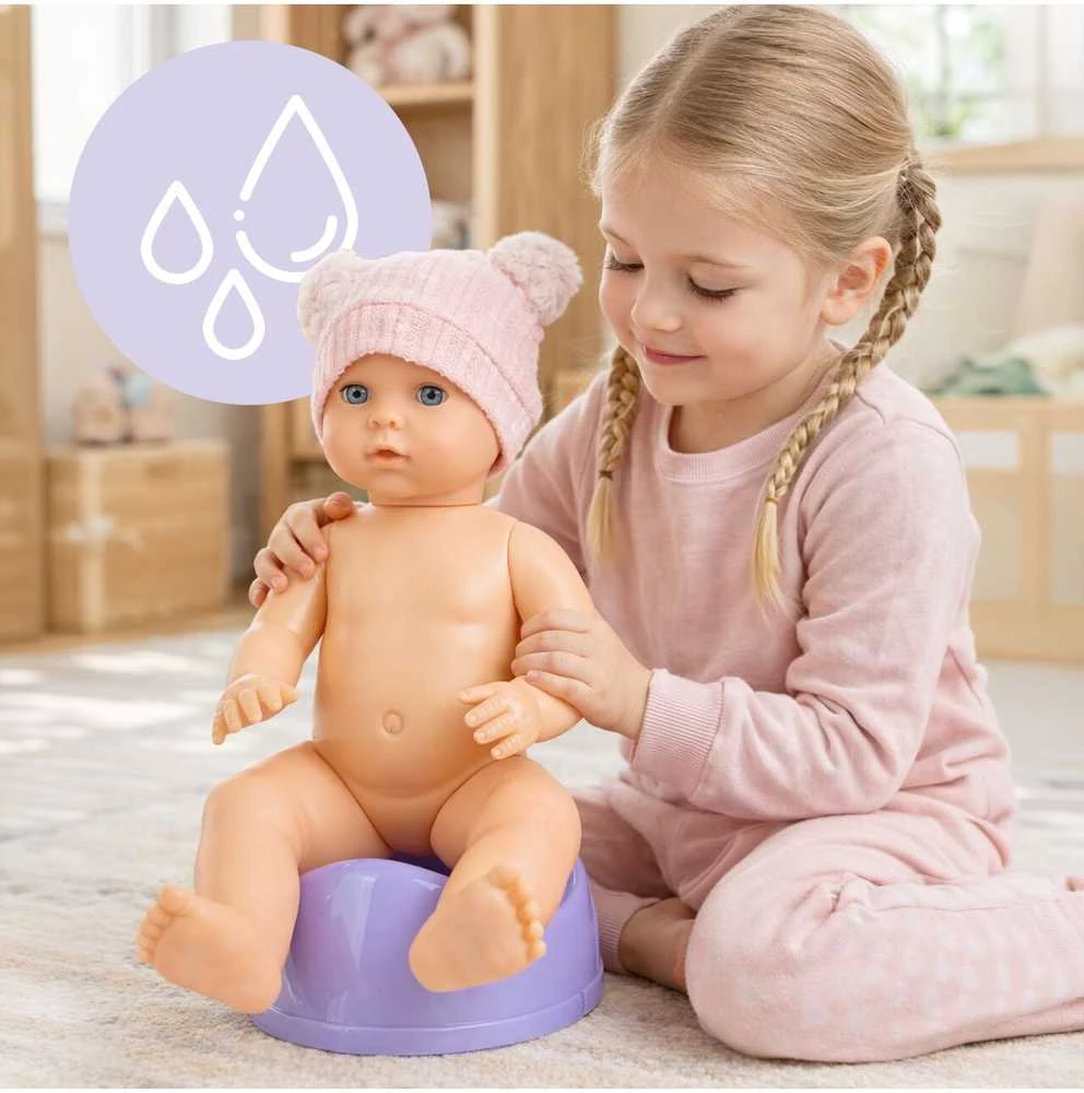 Malplay Lėlė kūdikis su priedais, geria ir šlapinasi, 30 cm