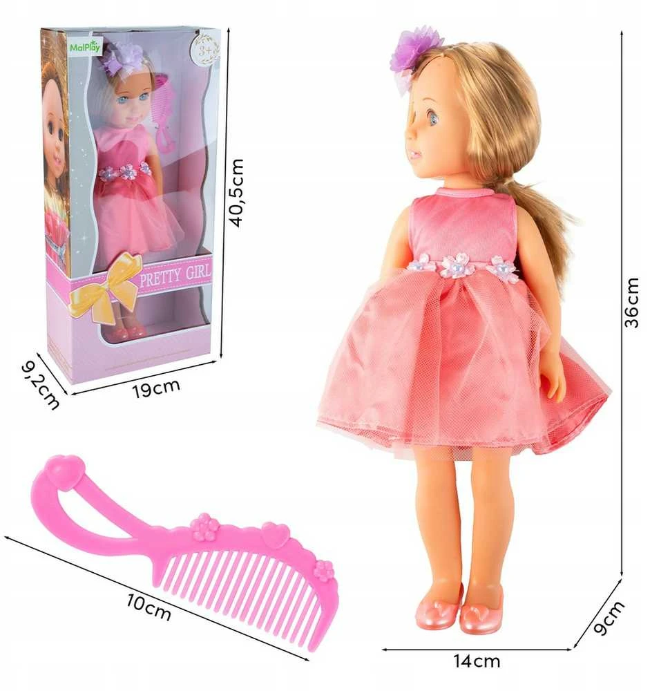 Malplay Lėlė plaukų formavimui su šukomis Pretty Girl