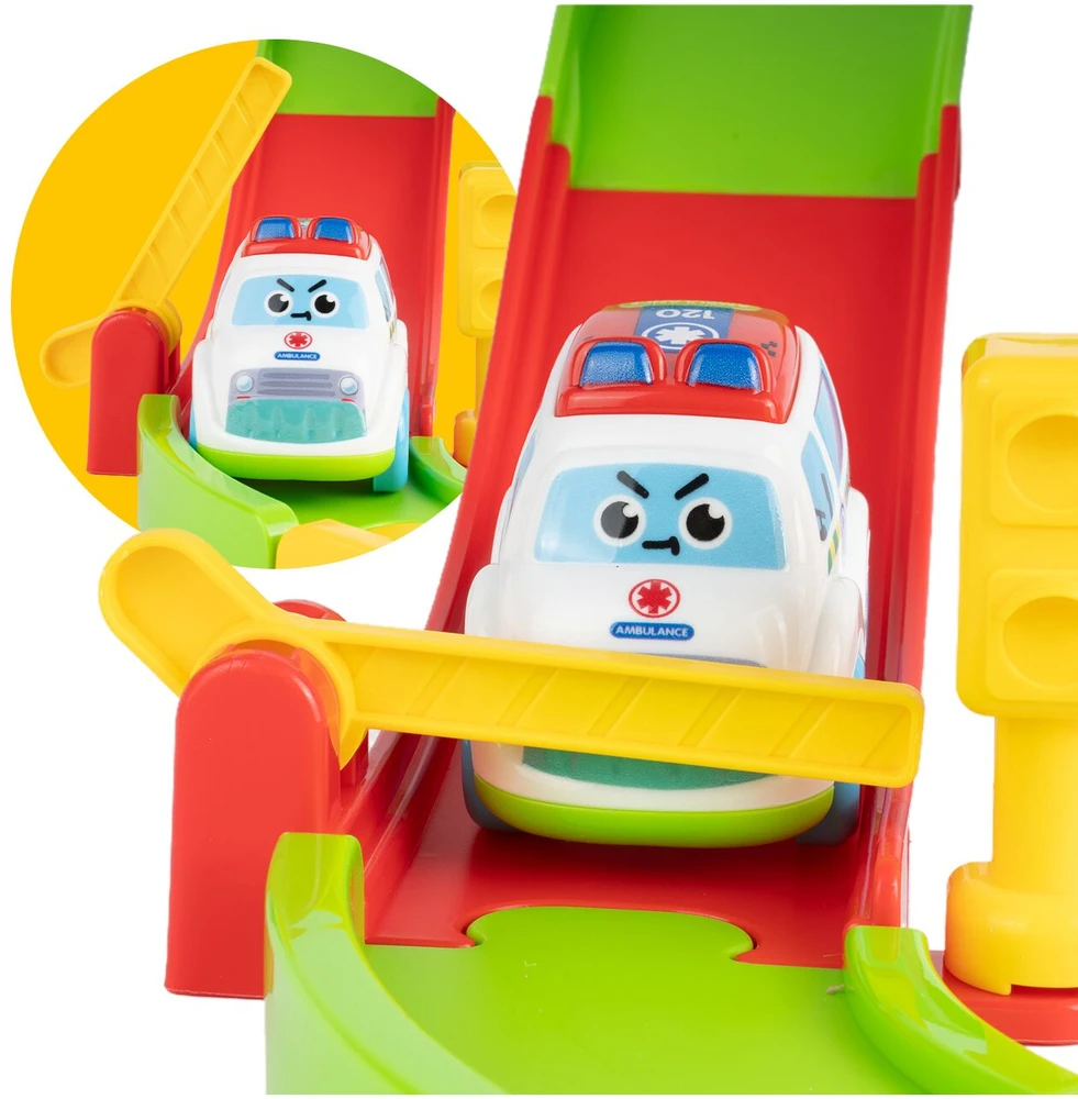 Malplay Ligoninė su automobiliais ir spiraline trasa kūdikiams, 13 dalių