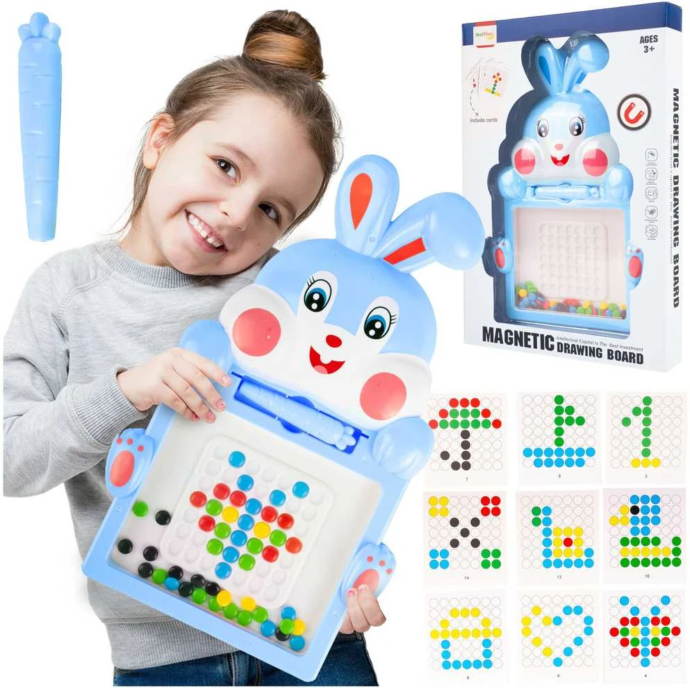 Malplay Magnetinė mozaikinė lenta su karoliukais, šablonų dėlionė, 30.5 cm
