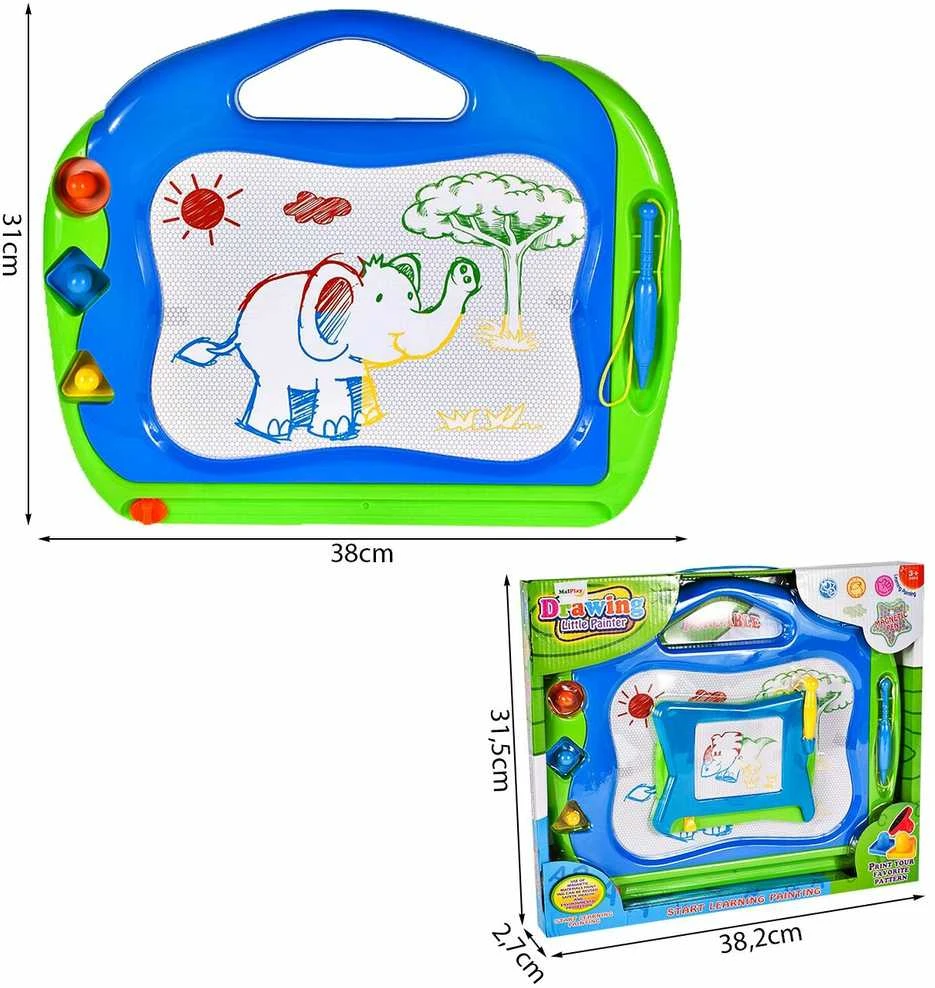Malplay Magnetinė piešimo lenta 2 in1 su 3 antspaudais