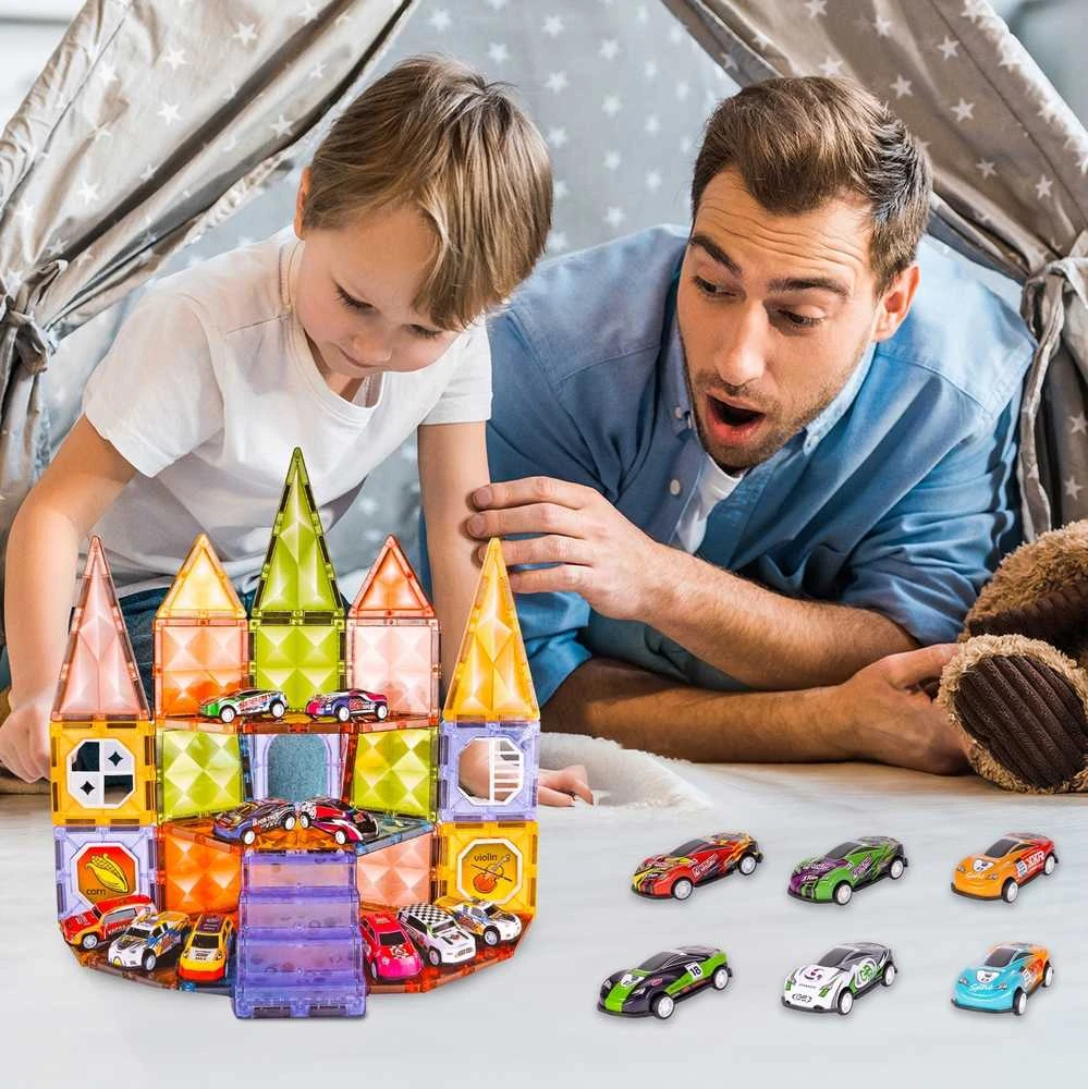 Malplay Magnetinis konstruktorius su 10 mašinėlių, 62 vnt