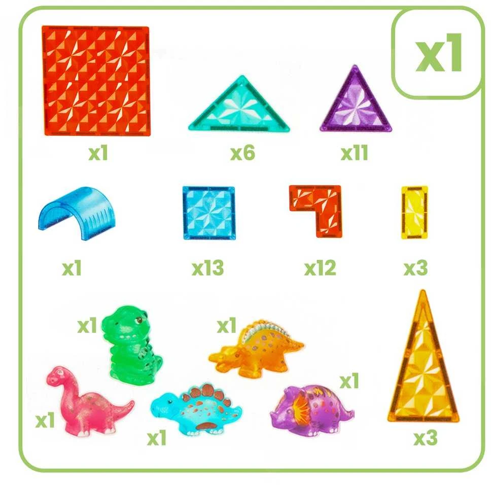 Malplay Magnetinis konstruktorius su dinozaurų figūrėlėmis, 45 vnt.