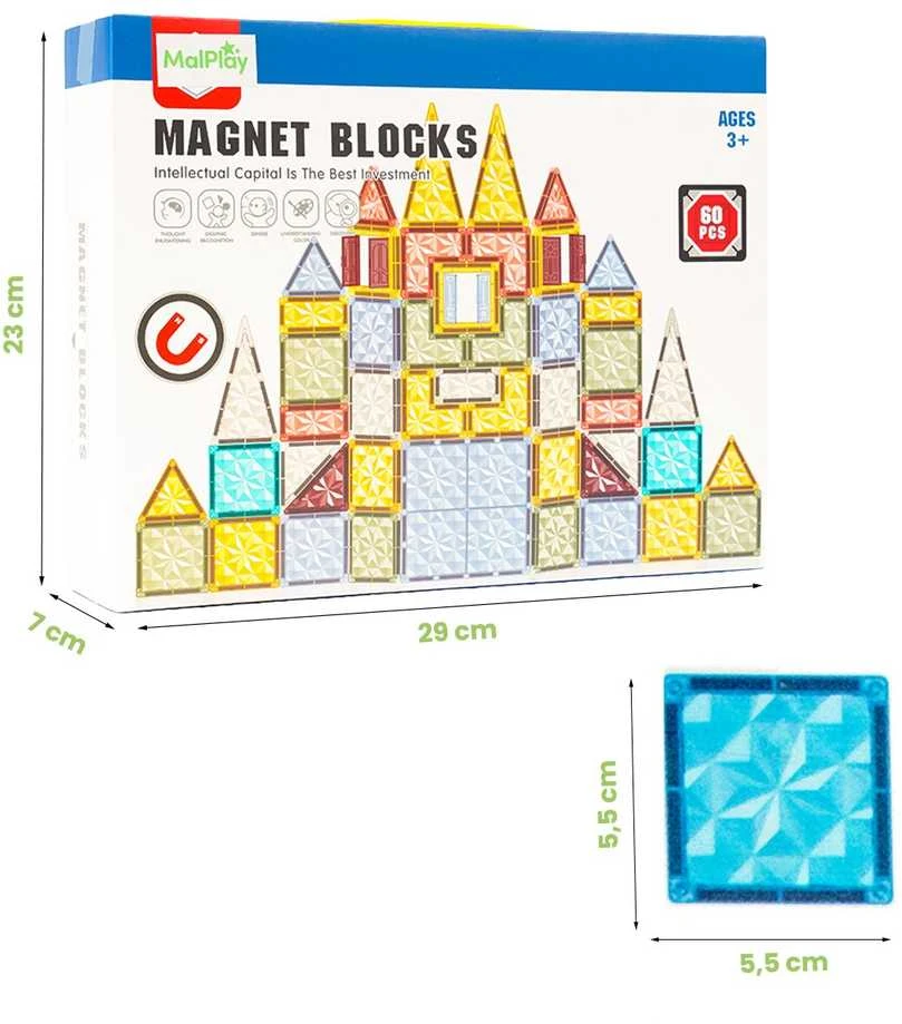 Malplay Magnetinis konstruktorius su dinozaurų figūrėlėmis, 45 vnt.