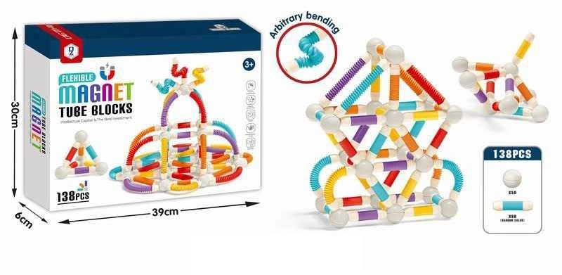 Malplay Magnetinis vamzdelių konstruktorius, 100 dalys, lanksti 3D konstrukcija