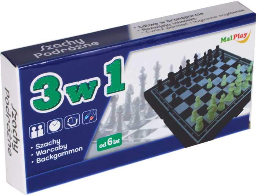 Malplay Magnetinių šaškių, šachmatų ir nardų rinkinys 3 in 1