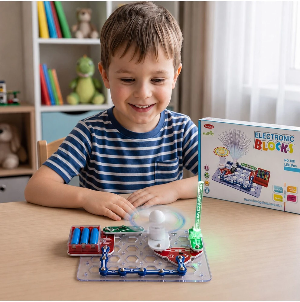 Malplay Mažas elektronikos rinkinys vaikams, elektros grandinėms, LED eksperimentams, 8+