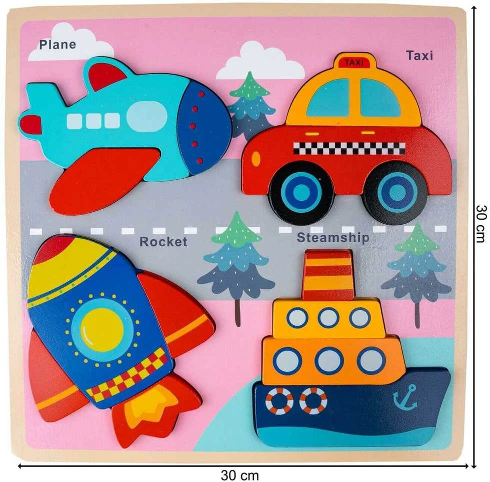 Malplay Medinė dėlionė Transporto priemonės 30 × 30 cm
