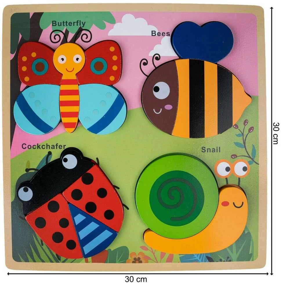 Malplay Medinė dėlionė Vabzdžiai 30 × 30 cm